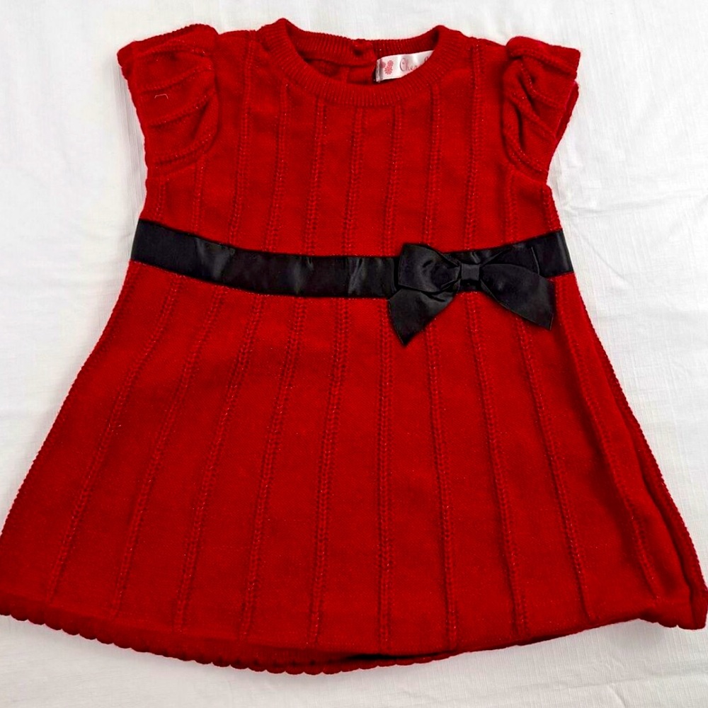 Cherokee Red Sweater Dress Infant 6 To 9 Month